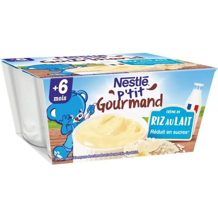 NESTLÉ P'tit Gourmand Crème de riz au lait - 4x100 g - Dès 6 mois-0
