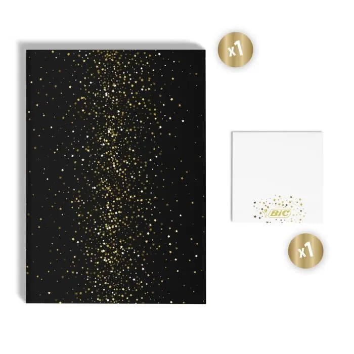 BIC My Surprise Box - Coffret Cadeau de 14 Produits d'Écriture, 4 Stylos-Bille/5 Feutres Métallisés/ 5 Stylos Gel, 1 Bloc de Notes R-3