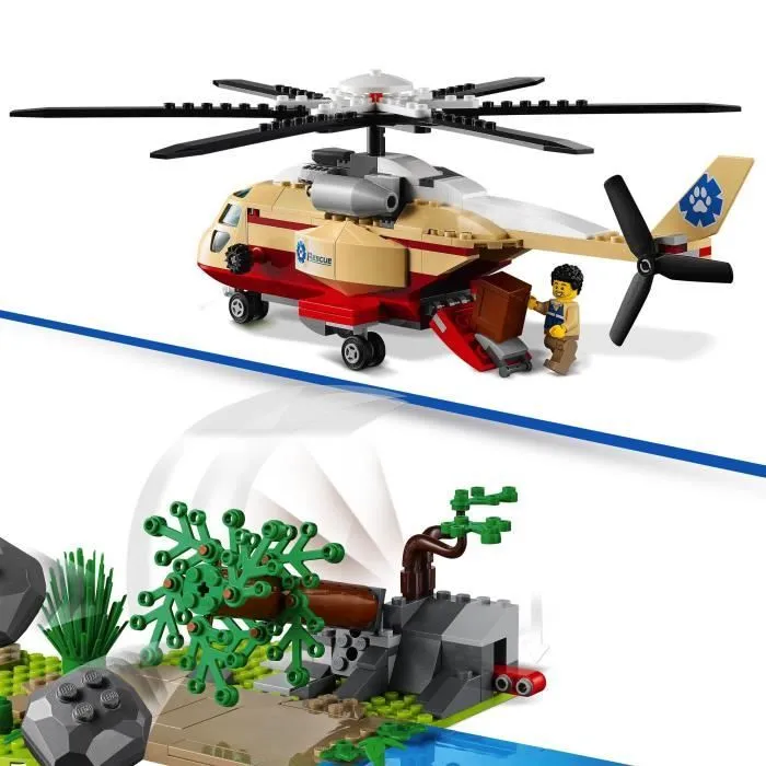 LEGO® City 60302 L'Opération de Sauvetage des Animaux Sauvages, Figurine Animaux de la Savane, Crocodile Figurine, Jouet Hélicoptère-2