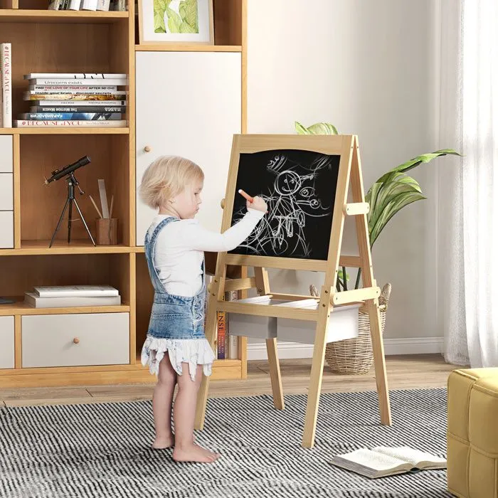 AIYAPLAY - Tableau chevalet - MDF - 58x50.5x109cm - Bois naturel-1