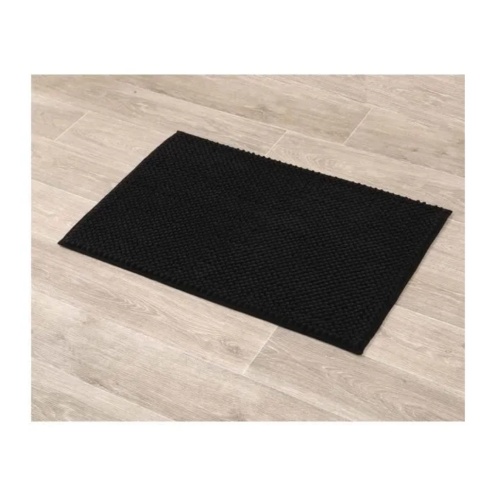 TENDANCE - Tapis de salle de bain Noir en Microfibre Boules 50 x 80 cm-1