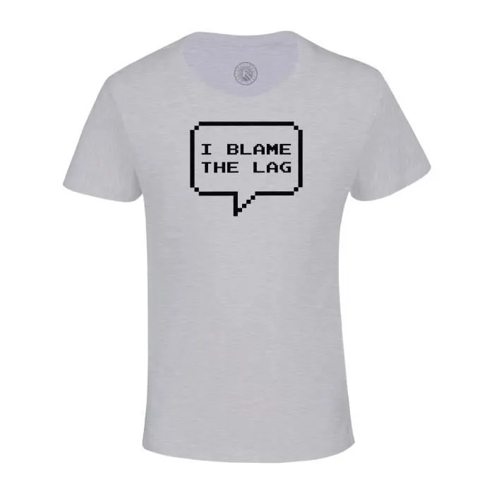 T-shirt Enfant Gris I Blame the Lag Jeux Video Online Gaming Arcade Blague Geek 8 Bits Pixel-0