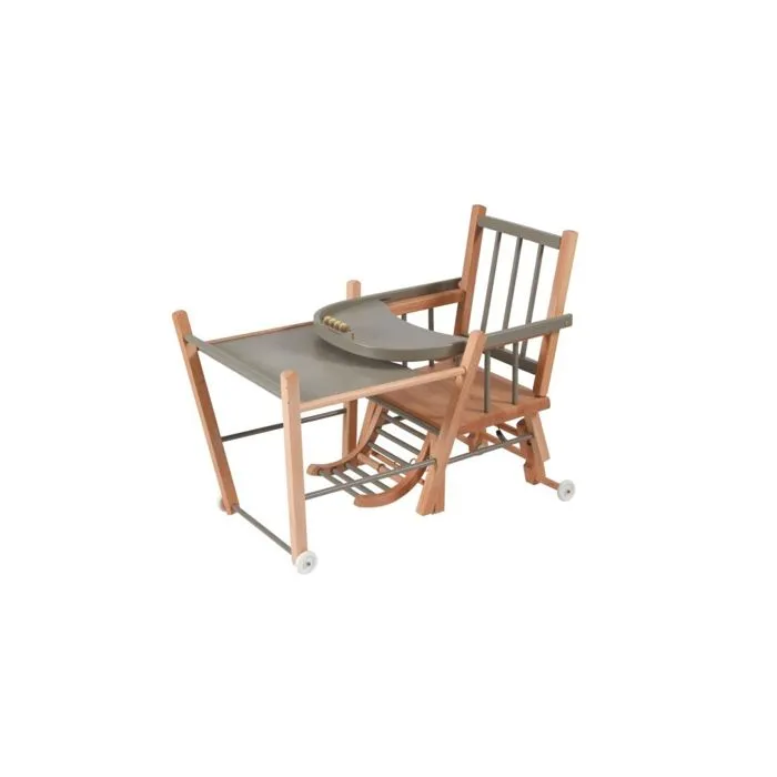 Combelle - Chaise haute bébé en bois Marcel bicolore gris - 57x95 cm-3