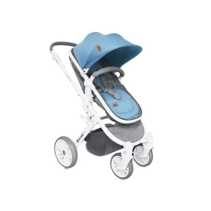 Poussette combinée 2 en 1 (4 roues) avec couvre jambes luna bleu-2