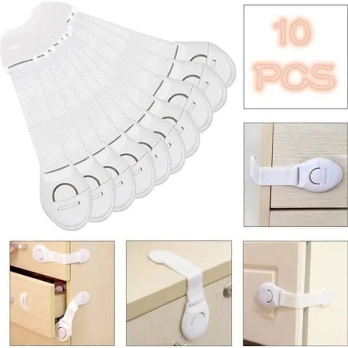 Sécurité pour bébé - YWEI - Fermeture Serrure Infantile pour Placard Porte Tiroir - Lot de 10-0