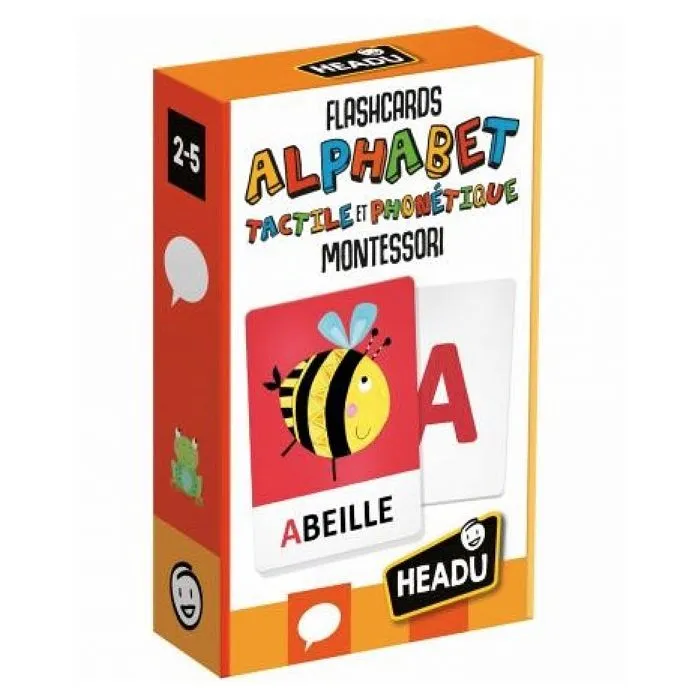 Flashcards Montessori - Headu - Alphabet tactle phonetique - Rouge - Mixte - A partir de 12 mois-0