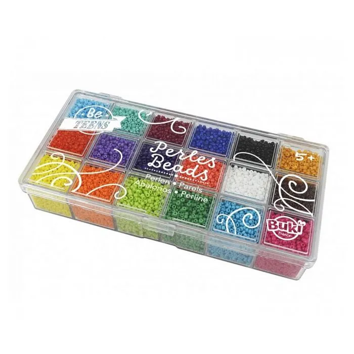 Jeu de création de bijoux - Buki - PE011 - 18 couleurs de perles opaques - 2 mm - À partir de 5 ans-0