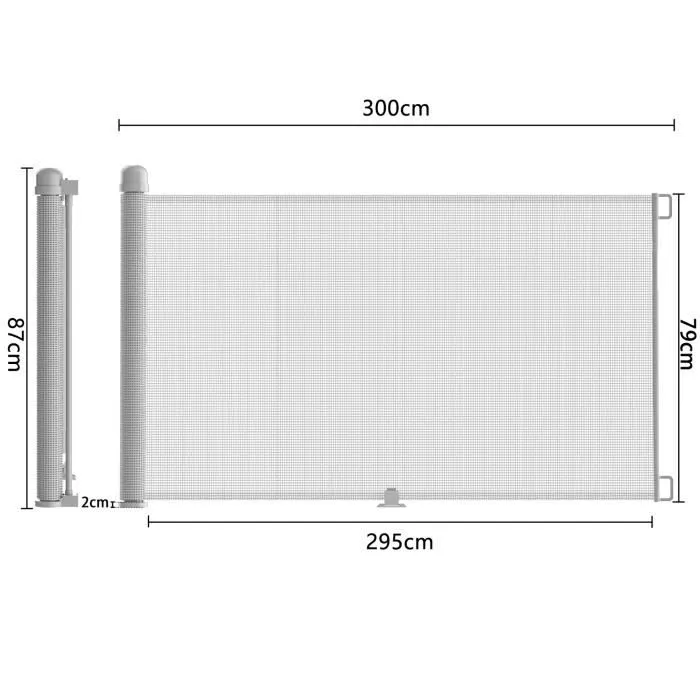 UISEBRT Barrière de Protection d'escalier en PVC 0 à 300cm Extensible Clôture de Sécurité pour Cuisine, Escaliers, Portes (Gris)-1