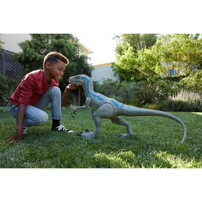 JURASSIC WORLD Figurine dinosaure Super Colossal Vélociraptor Blue 90 cm-3