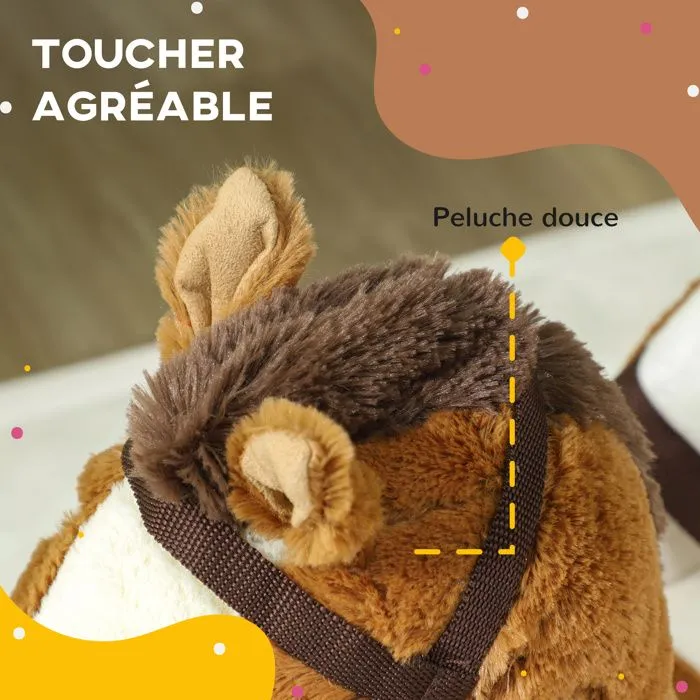 Cheval à bascule pour enfants AIYAPLAY jouet à bascule bébé de 18 à 36 mois avec effet sonore base en bois ceinture de sécurité-5