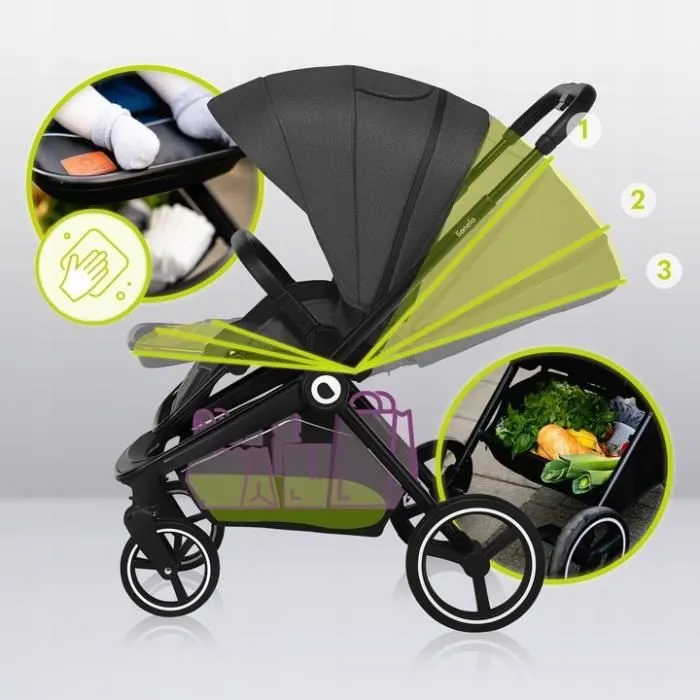 Poussette bébé 2en1 compacte LIONELO Mika - De 0 à 48 mois - Gris foncé-2