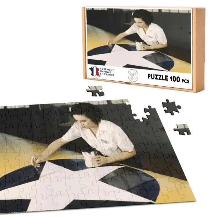 Puzzle Classique 100 pièces Seconde Guerre Mondiale Femme Hero Peintre Avion WWII-0