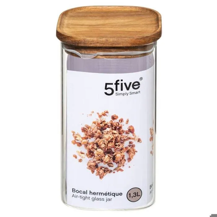 Bocal en Verre "Hermet" 1,3L Transparent & Marron-2