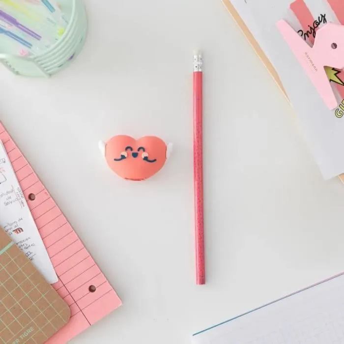 Crayon crayon et taille-crayon - cœur ailé Mr. Wonderful - rouge - TU-1