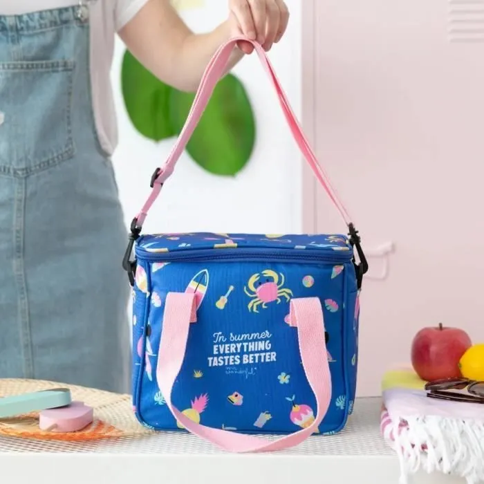 Glacière pour la plage Mr. Wonderful In Summer Everything Tastes Better - bleu/rose - 14,2 L-1