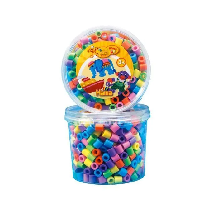 Perles à repasser - HAMA - Pot de 600 perles - Mélange pastel - Pour enfants à partir de 3 ans - Mixte-0