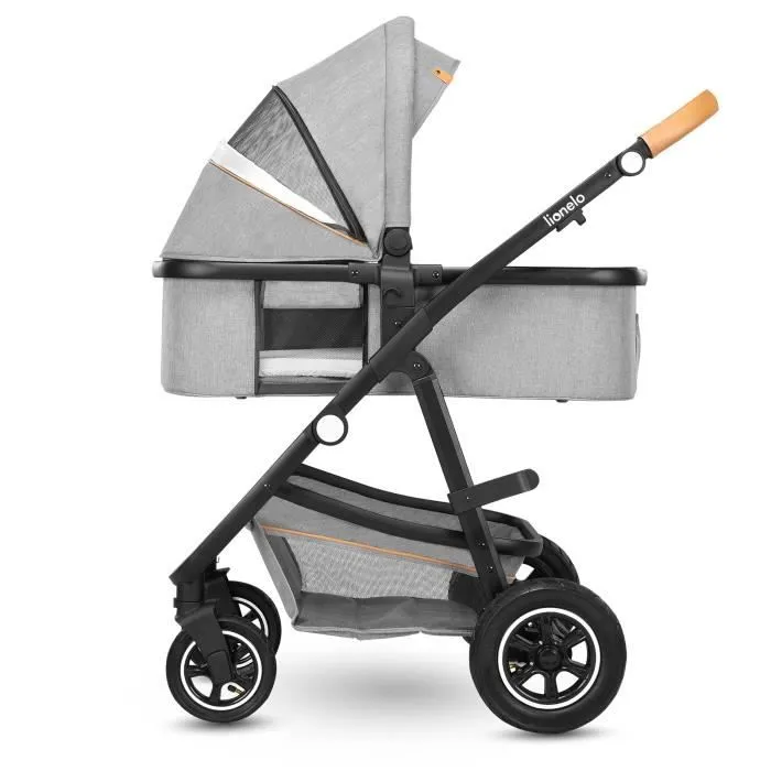 LIONELO Amber - Poussette bébé 2en1 - Jusqu'à 22Kg - Inclu nacelle, sac et accessoires - Gris-1