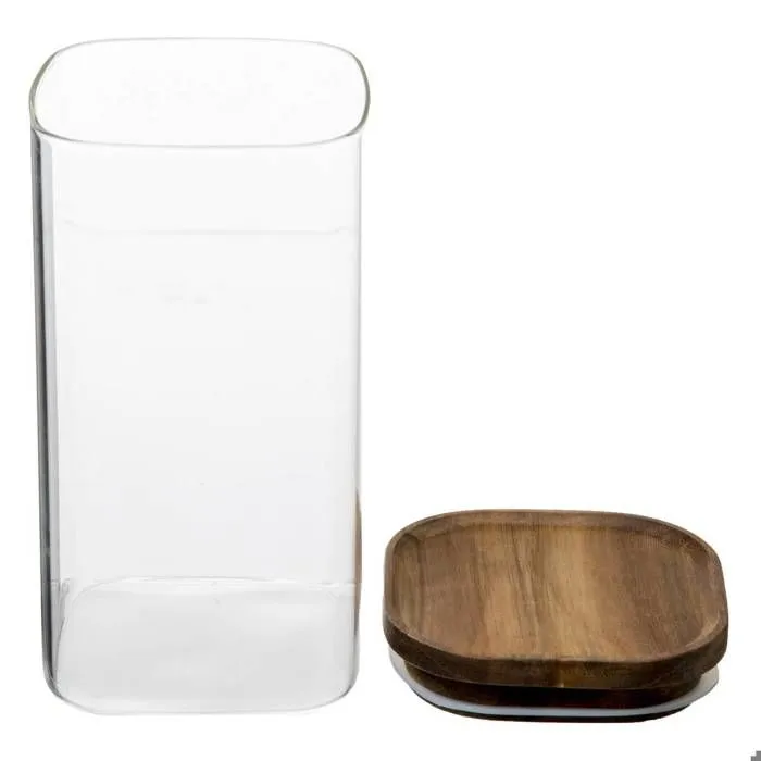 Bocal en Verre "Hermet" 1,3L Transparent & Marron-3