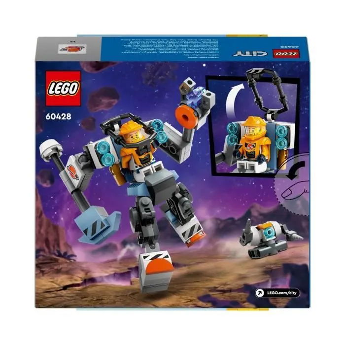 LEGO® 60428 City Le Robot de Chantier de l’Espace, Jouet de Figurine de Robot avec Tenue Spatiale, Cadeau Enfants 6 Ans-5