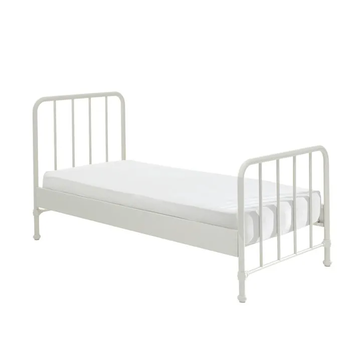 Lit simple - Vipack - Bronxx - Métal blanc mat - 90x200 cm - Sommier inclus-1