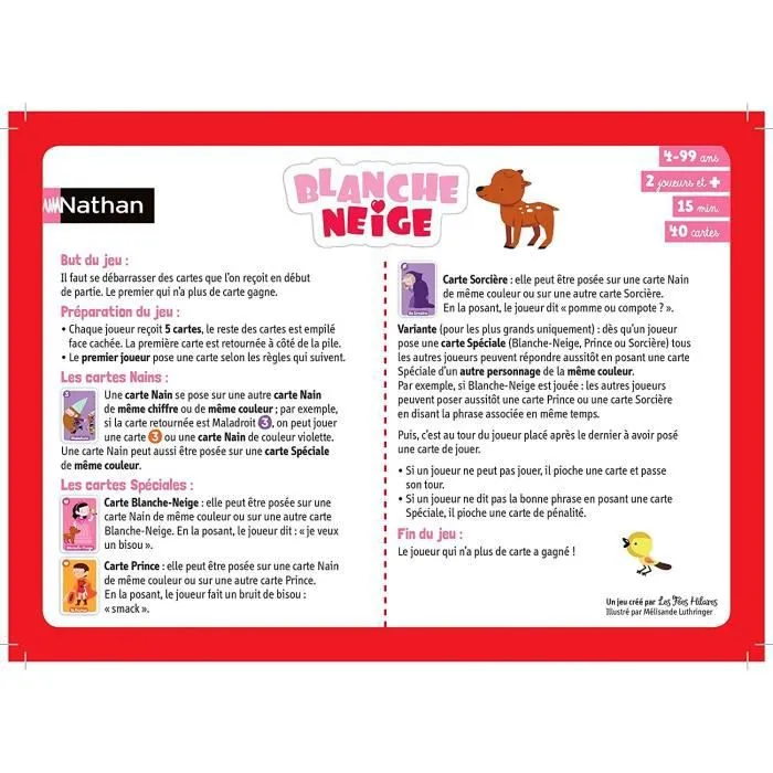 Jeu de Cartes - NATHAN - Blanche Neige - 40 cartes - Disney Princesses - 15 min-4