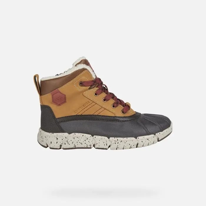 Bottes Garçon - GEOX - J FLEXYPER B ABX - Marron clair et rouge foncé - Souples - Respirantes-1