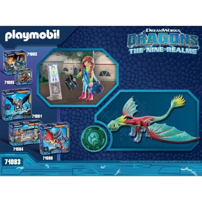 PLAYMOBIL 71083 Dragons Panache & Alex, Figurine de dragon amovible, Dragons : Les Neuf Royaumes, 14 pièces, Dès 4 ans-6