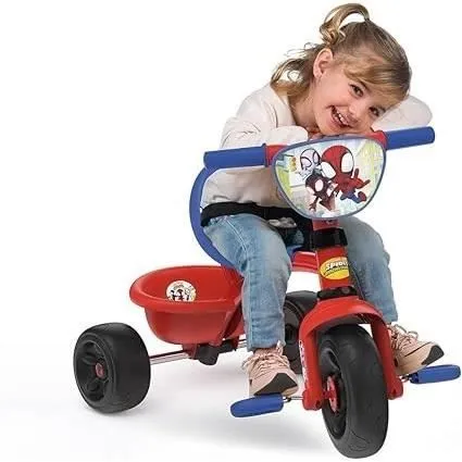 Smoby - Tricycle Be Fun - Spidey - Evolutif de 15 mois à 3 ans - Canne parentale réglable sur 3 positions - Ceinture de sécurité-1