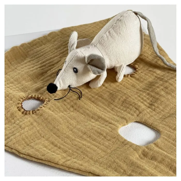 Doudou souris en gaze de coton-2