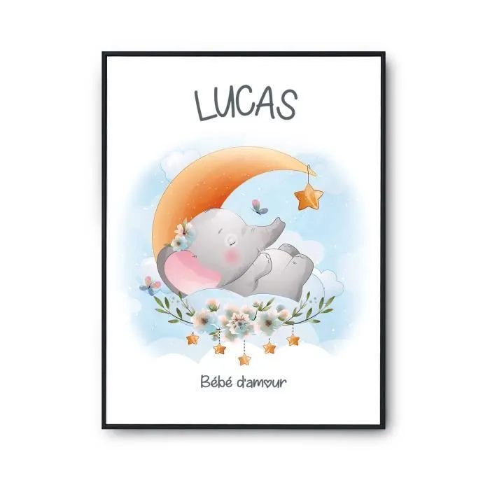 Affiche Lucas bébé d'amour éléphant A4 (21 x 29.7 cm)-0