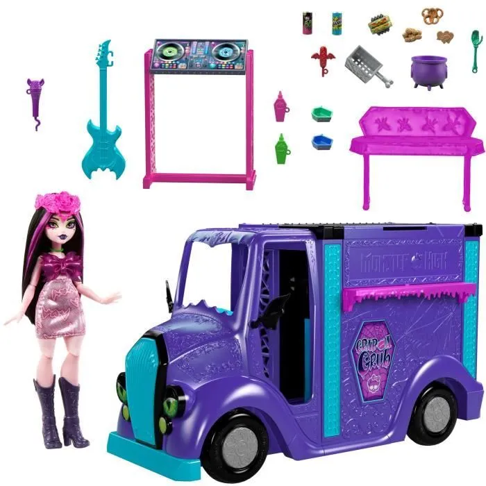 Monster High-Tour Bus Rock Sang-sationnel-Coffret avec poupée et bus HXH83-5