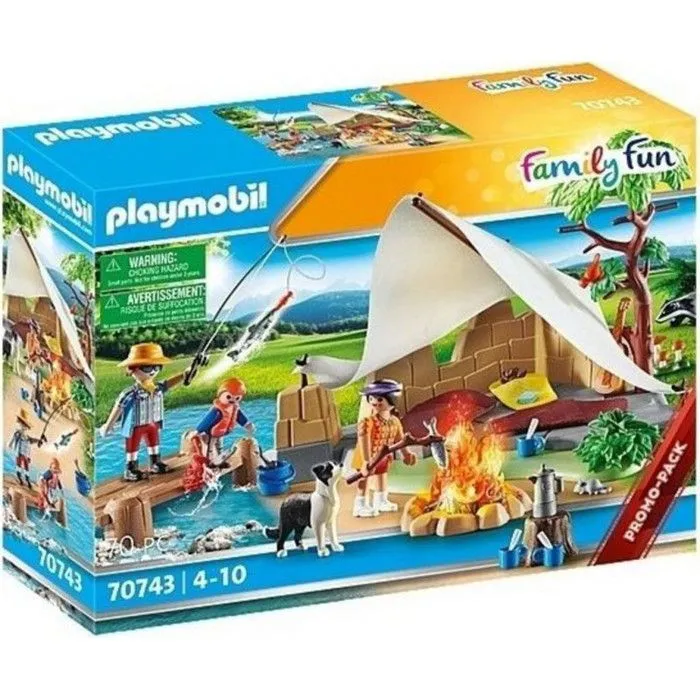 PLAYMOBIL - Family Fun Famille de campeurs - Figurine miniature - Camping en famille-3