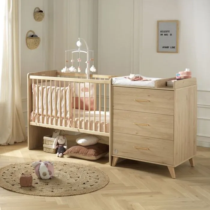 Lit combiné évolutif SAUTHON Arty - 120x60 en 90x190 - Style vintage - Avec commode spacieuse-4
