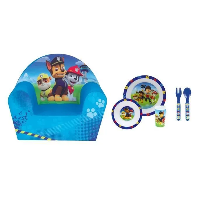 PAT'PATROUILLE - Coffret fauteuil club + Ensemble repas avec couverts-0