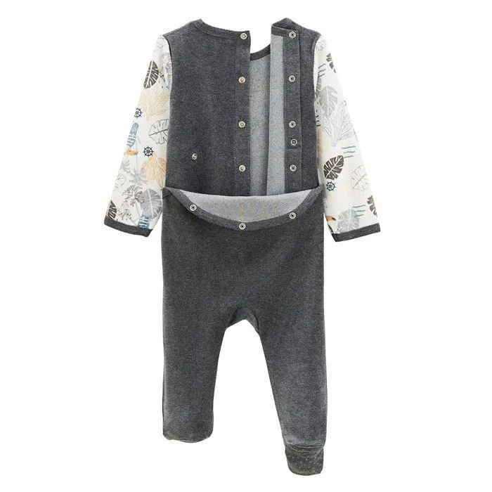 Pyjama bébé - Touctouc - Grenouillère - Velours - Gris - Antidérapants 12 mois-3