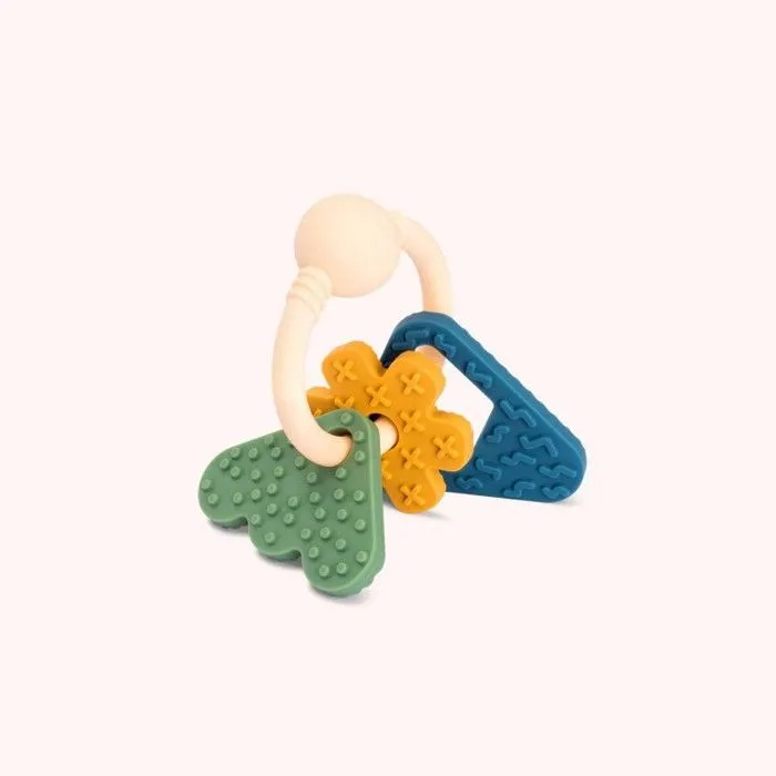 Hochet - Paul - Formes inspirées de paysages - Silicone - Vert, jaune et bleu - Louise et Gabriel-0