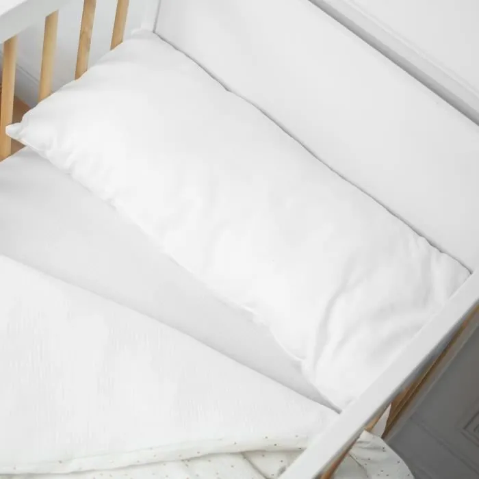 Traversin plat moelleux pour enfant satin de coton fabrication française 140 cm Blanc-3