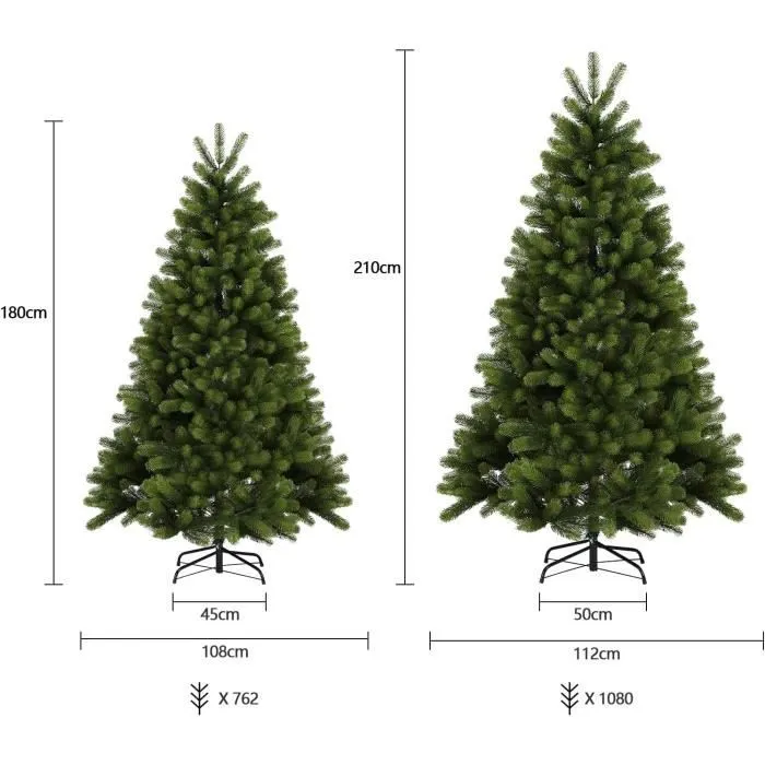 SALCAR Sapin de Noël Artificiel 180 cm avec 762 Pointes, Sapin de Nordmann, Pin Arbre de Noel avec Support en métal, Vert-3