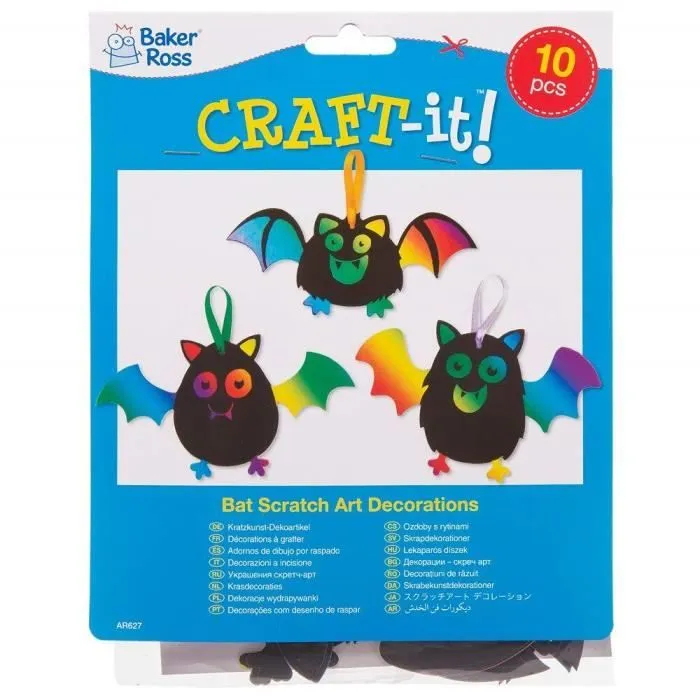 Baker Ross Lot de 10 Décorations en Forme de Chauve-Souris pour Enfants , Coloris Assortis - AR627-2