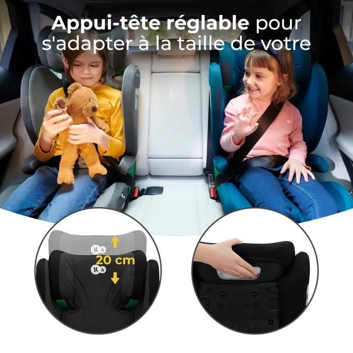 Siège auto I-size 100-150 cm - KINDERKRAFT JUNIOR FIX - Têtière ajustable - Isofix fixation - Housse amovible - Noir-3