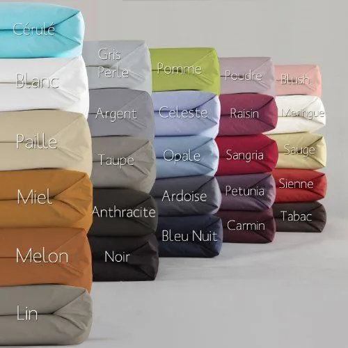 Drap Housse - Essix Home Collection - Percale de Coton - 120 x 190 cm - Couleur Lin - Lavable-1