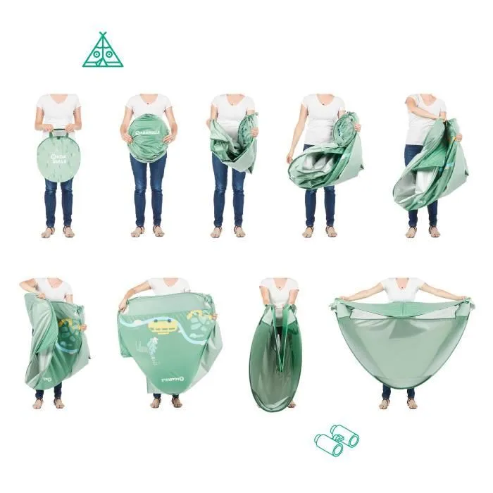 BADABULLE Tente anti-UV bébé, grande tente de plage, haute protection solaire FPS 50+, système pop-up, vert-3