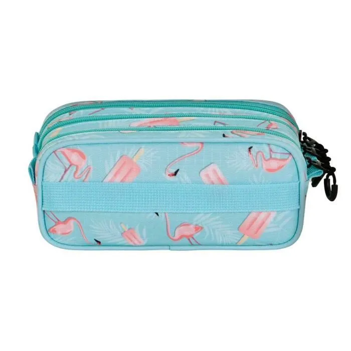 Trousse scolaire - Oh My Pop! - Ice Flamingo - Turquoise - 3 compartiments - Ripstop-2