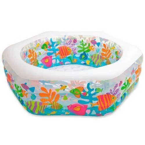Intex Piscine hexagonale gonflable Ocean Reef sans phthalate, 191 x 178 x 61 cm - 12-56493NP-0