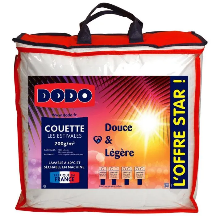 Couette légère 100% Polyester Fibre recyclée CIRCUL'AIR® Dodo - Blanc - 240 x 260 cm pour lit King size-0