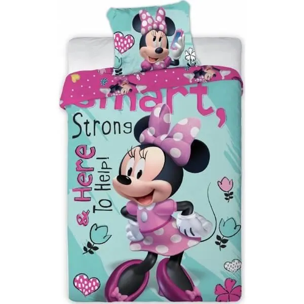 Minnie Disney - Parure de couette 140x200 + taie d'oreiller + Drap Housse 90 x 190 Prune - HOMEROKK-0