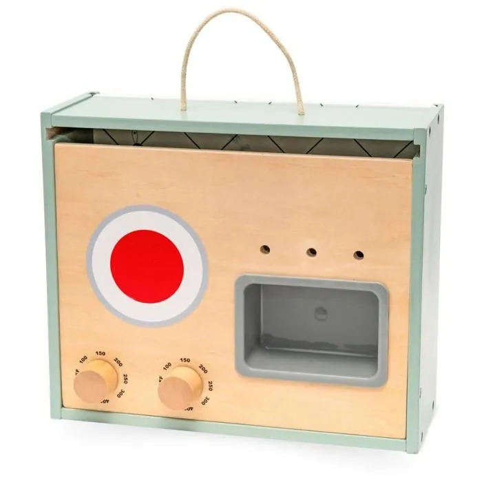 Cuisine Enfant Pliable Portatif en bois avec accessoires - mini cuisine avec Poignée de Transport Pratique-  Facile à Rangerpliable-4