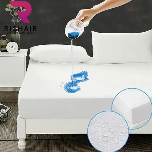 Protège Matelas imperméable 160*200cm Drap Housse Hypoallergénique, Hautement Respirant,Anti-Bactérien RICHAIR by H Mon1224-9-51122-0