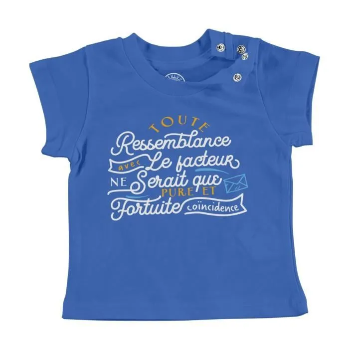 T-shirt Bébé Manche Courte Bleu Ressemblance Facteur Coincidence Humour Bébé-0