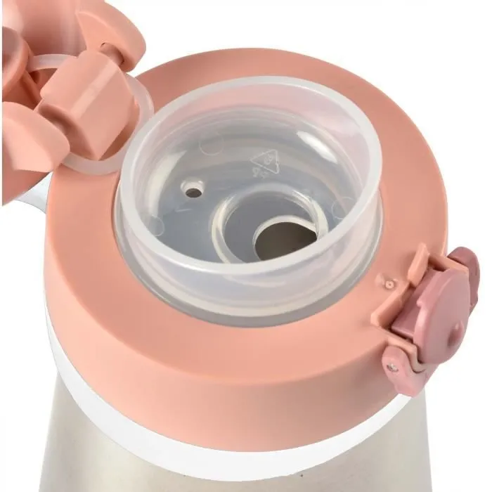 BEABA, Gourde inox 350 ml + anse - old pink-2